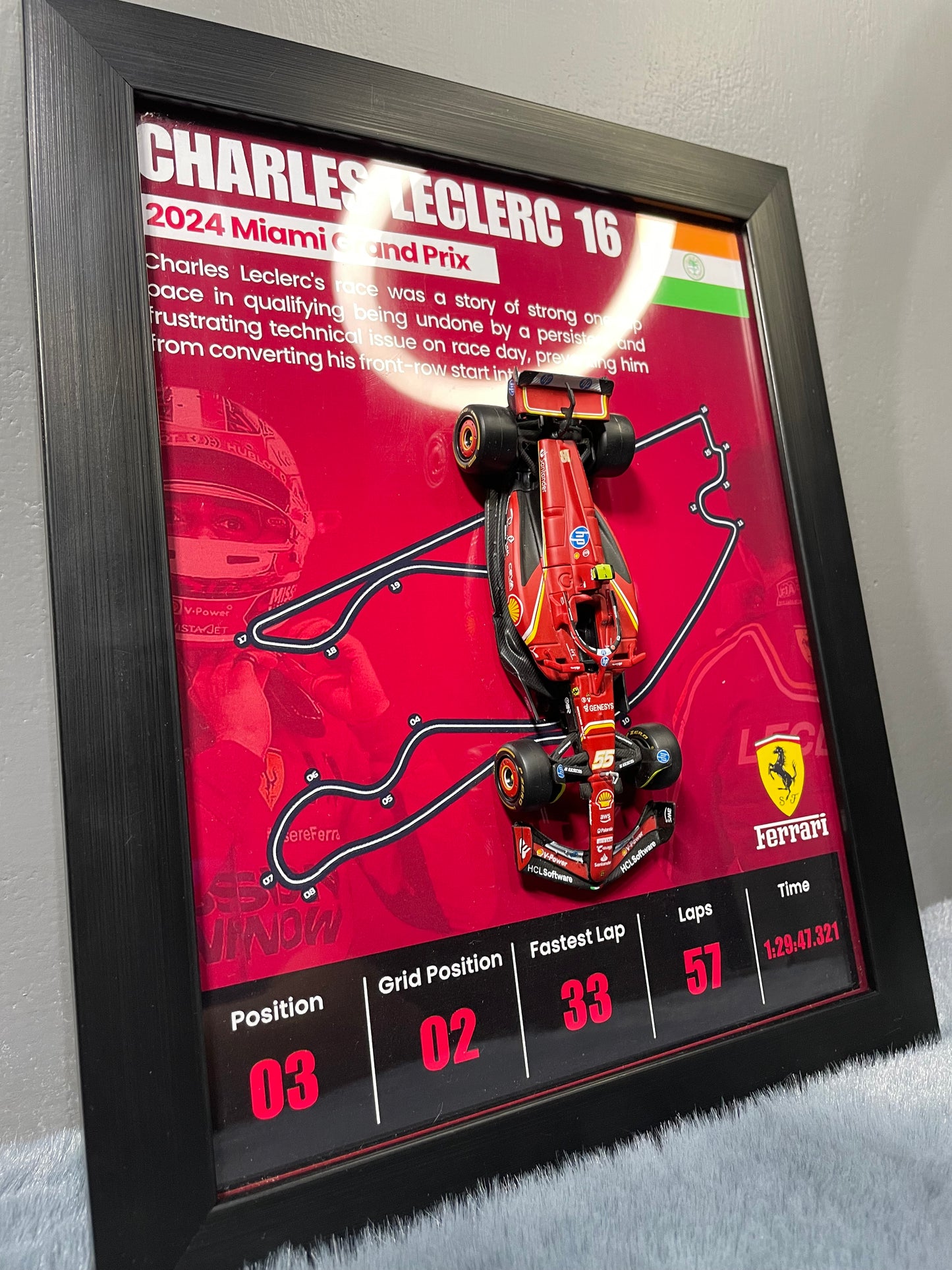 F1 - Ferrari | Official Licensed Model - Car Scale 1:43 | 3D Diecast Frame | Cars Wall Art