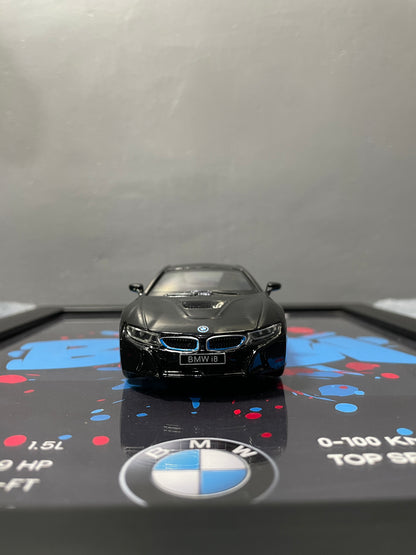 BMW i8 | Kinsmart Licensed Model - Car Scale 1:36 | 3D Diecast Frame | Cars Wall Art