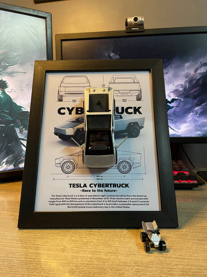 Tesla Cyber Truck | Car Scale 1:36 | 3D Diecast Frame | Cars Wall Art