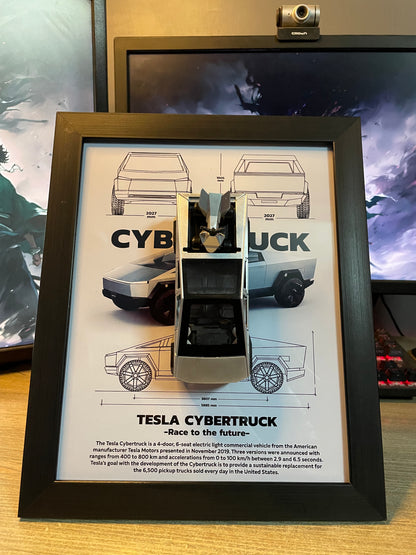 Tesla Cyber Truck | Car Scale 1:36 | 3D Diecast Frame | Cars Wall Art