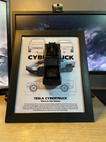 Tesla Cyber Truck | Car Scale 1:36 | 3D Diecast Frame | Cars Wall Art