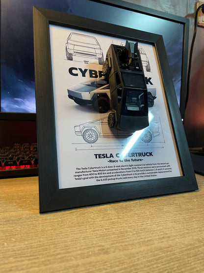Tesla Cyber Truck | Car Scale 1:36 | 3D Diecast Frame | Cars Wall Art