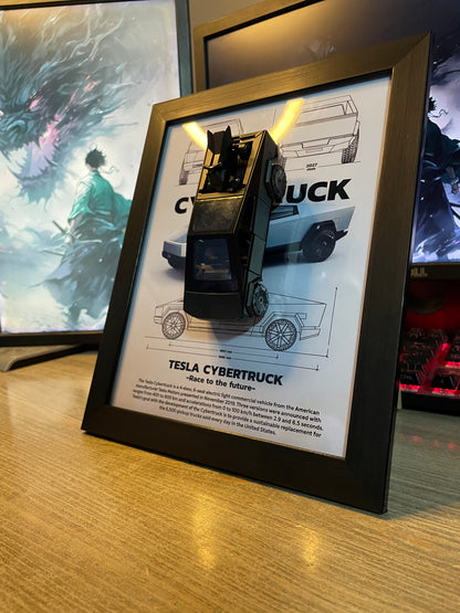 Tesla Cyber Truck | Car Scale 1:36 | 3D Diecast Frame | Cars Wall Art