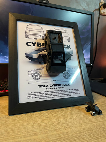 Tesla Cyber Truck | Car Scale 1:36 | 3D Diecast Frame | Cars Wall Art