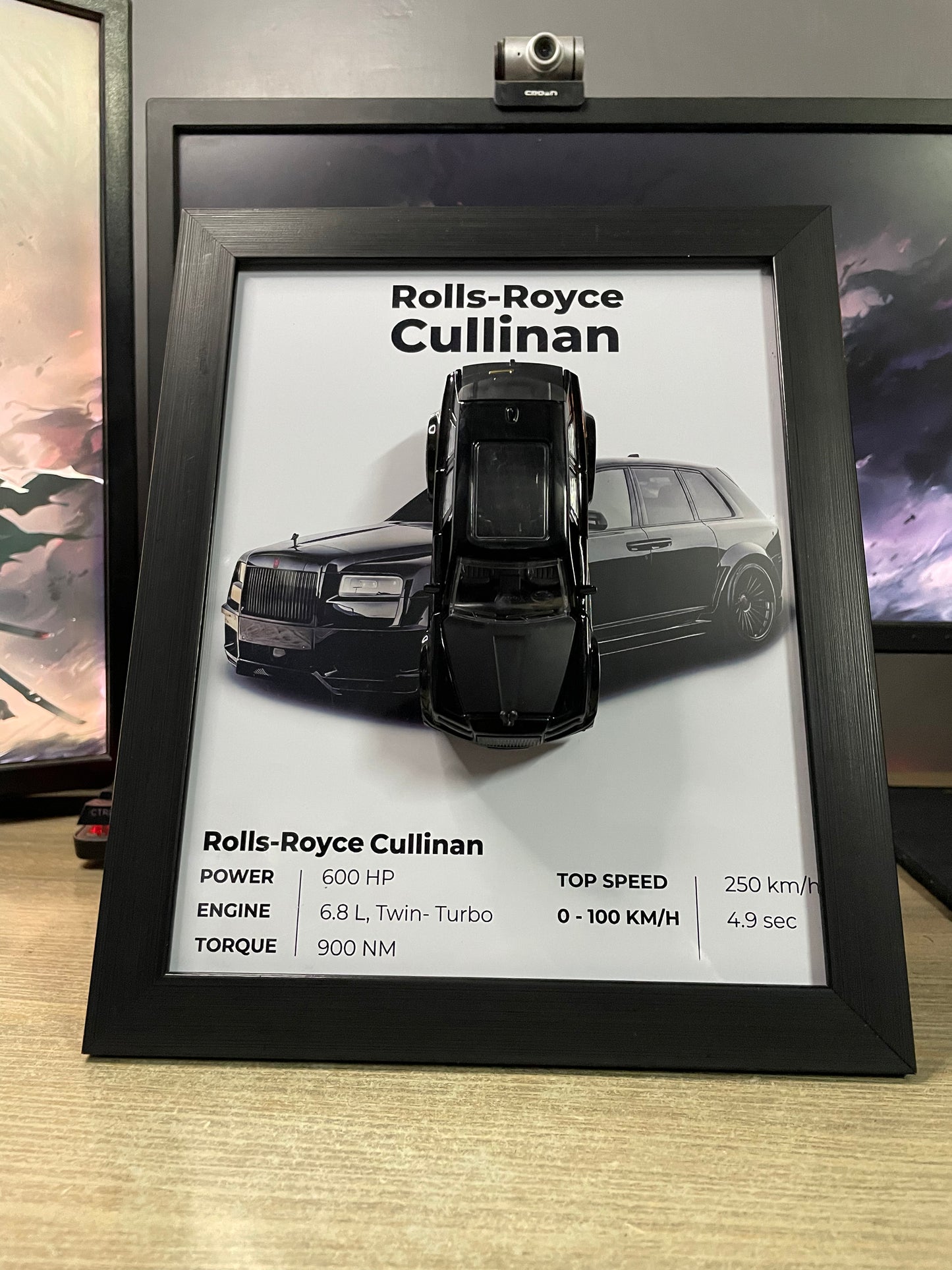 Rolls Royce Cullinan | Car Scale 1:36 | 3D Diecast Frame | Cars Wall Art