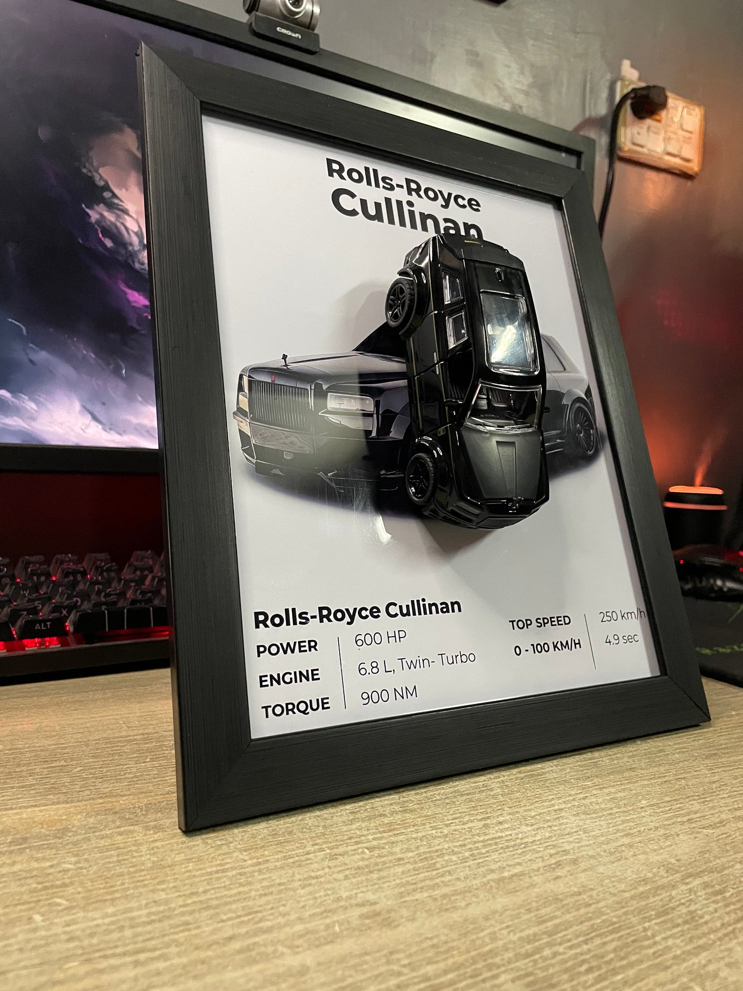 Rolls Royce Cullinan | Car Scale 1:36 | 3D Diecast Frame | Cars Wall Art