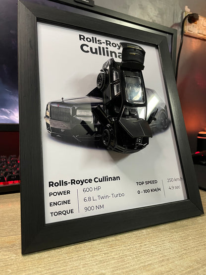 Rolls Royce Cullinan | Car Scale 1:36 | 3D Diecast Frame | Cars Wall Art