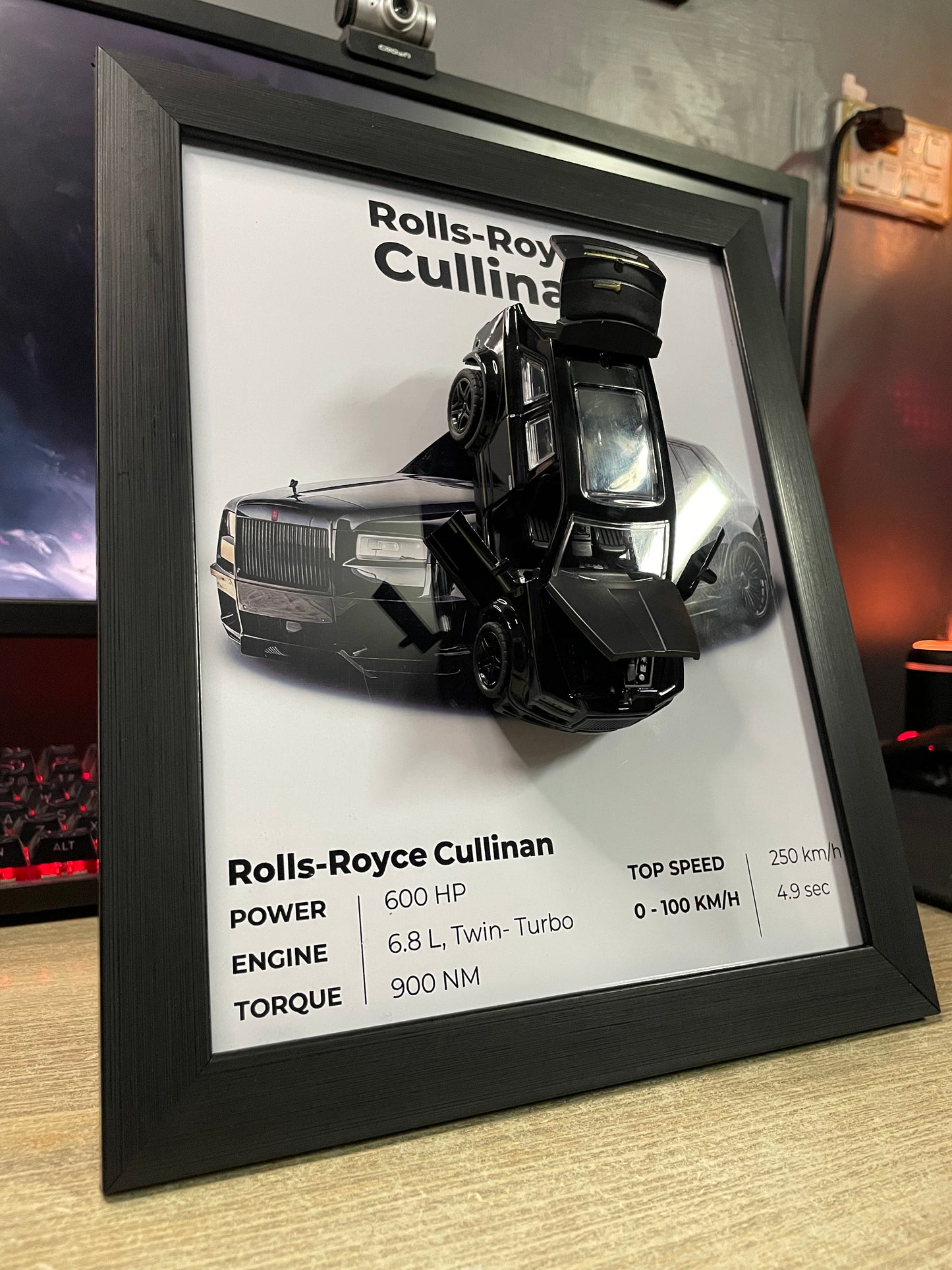 Rolls Royce Cullinan | Car Scale 1:36 | 3D Diecast Frame | Cars Wall Art