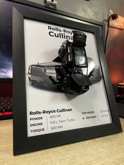 Rolls Royce Cullinan | Car Scale 1:36 | 3D Diecast Frame | Cars Wall Art