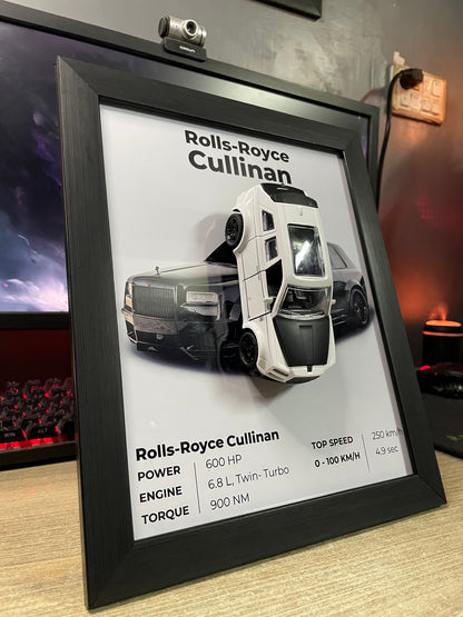 Rolls Royce Cullinan | Car Scale 1:36 | 3D Diecast Frame | Cars Wall Art
