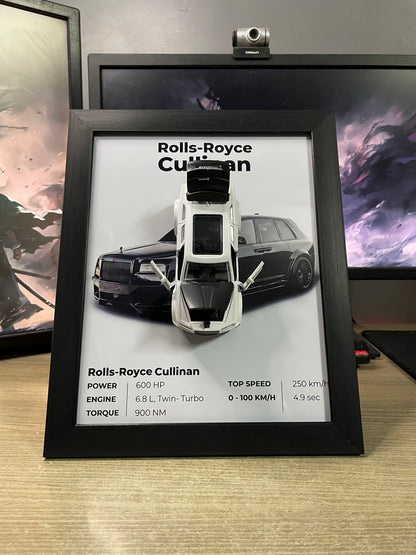 Rolls Royce Cullinan | Car Scale 1:36 | 3D Diecast Frame | Cars Wall Art