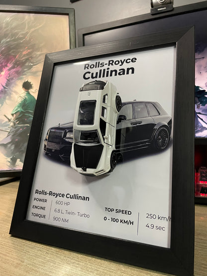 Rolls Royce Cullinan | Car Scale 1:36 | 3D Diecast Frame | Cars Wall Art