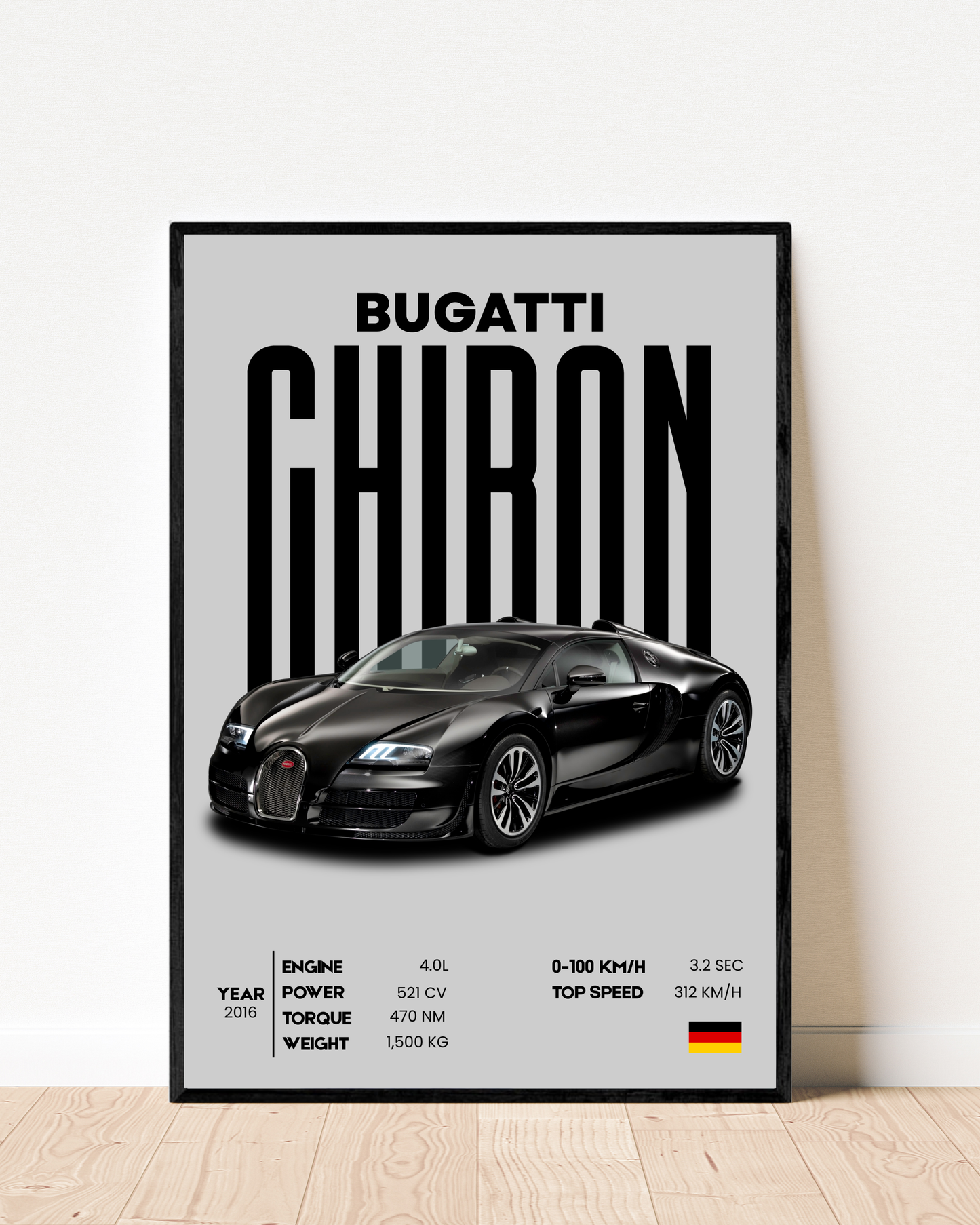 Bugatti Chiron | With Specs | Cars Wall Art