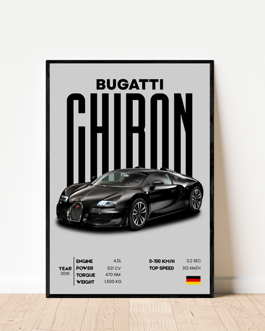 Bugatti Chiron | With Specs | Cars Wall Art