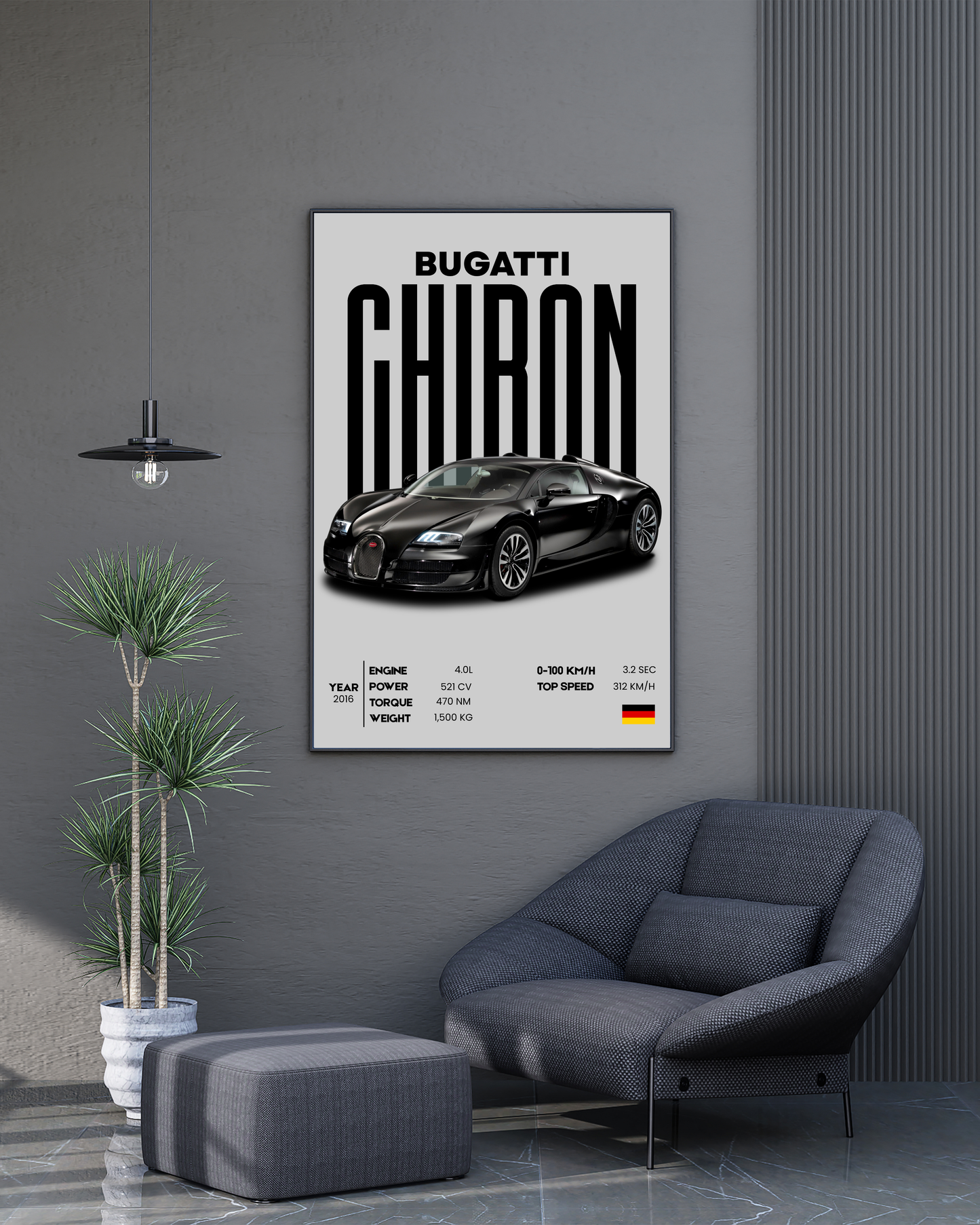 Bugatti Chiron | With Specs | Cars Wall Art