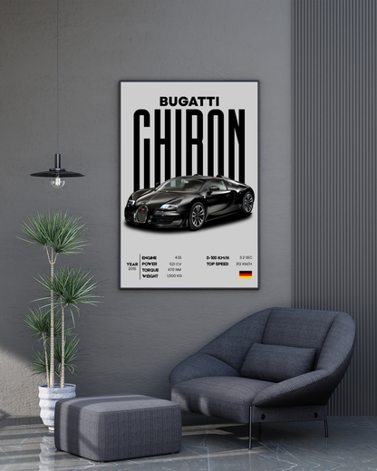 Bugatti Chiron | With Specs | Cars Wall Art