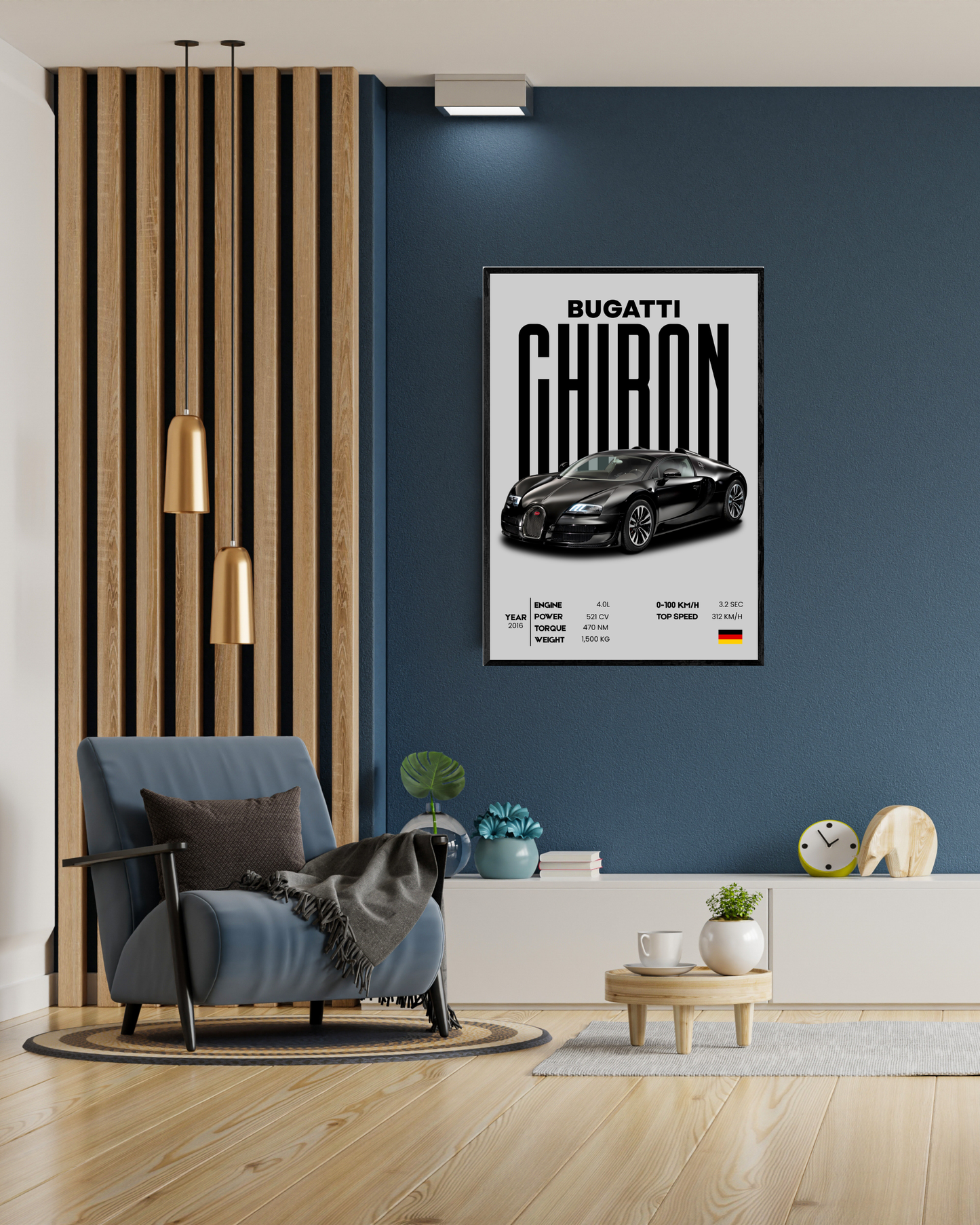 Bugatti Chiron | With Specs | Cars Wall Art