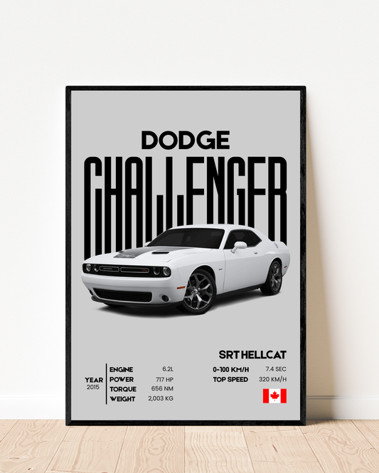 Dodge Challenger SRT Hellcat | With Specs | Cars Wall Art