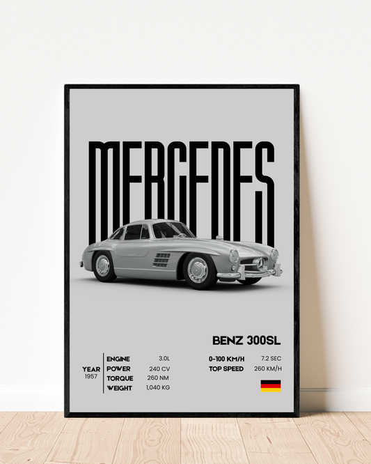 Mecedes Benz 300sl | With Specs | Cars Wall Art