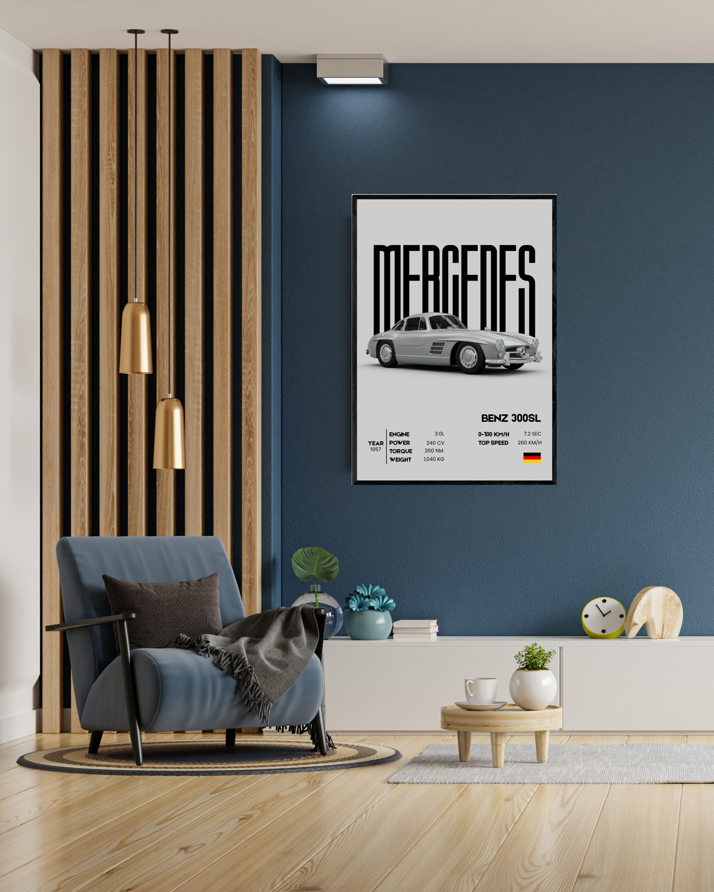Mecedes Benz 300sl | With Specs | Cars Wall Art