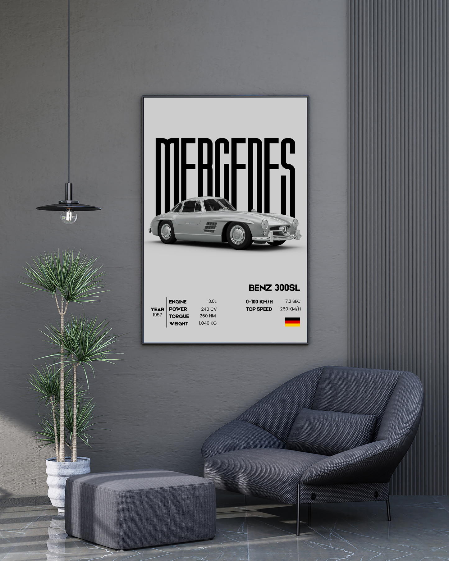 Mecedes Benz 300sl | With Specs | Cars Wall Art